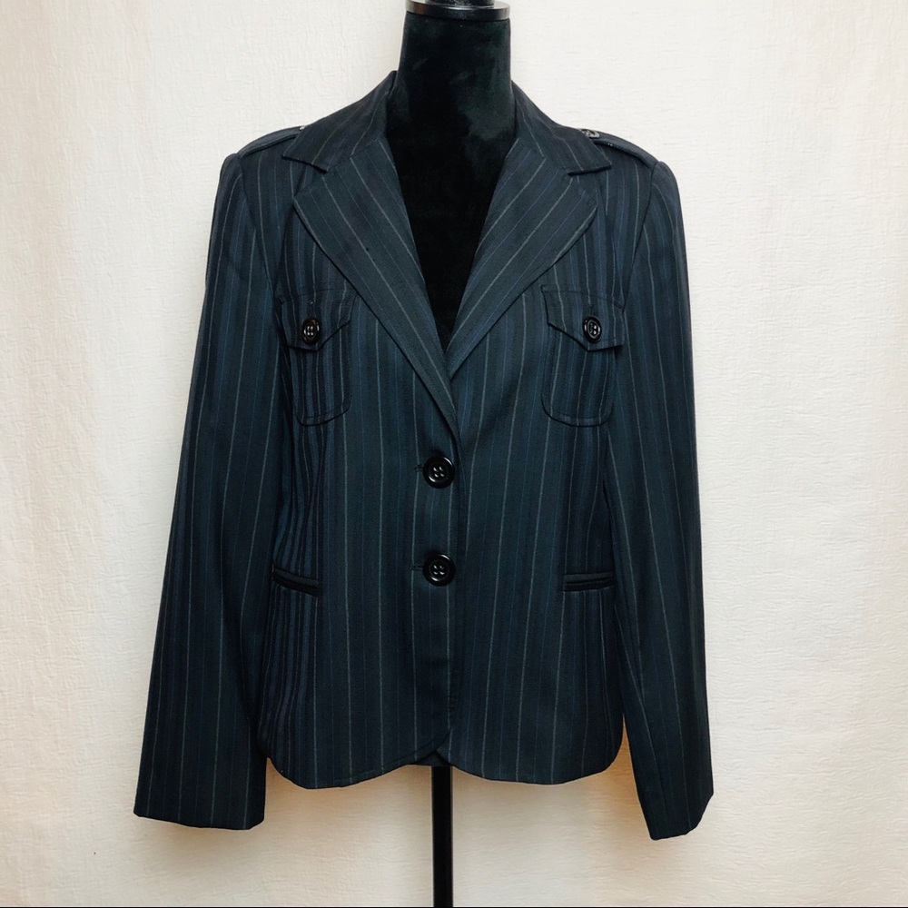Blue and Black Striped Blazer